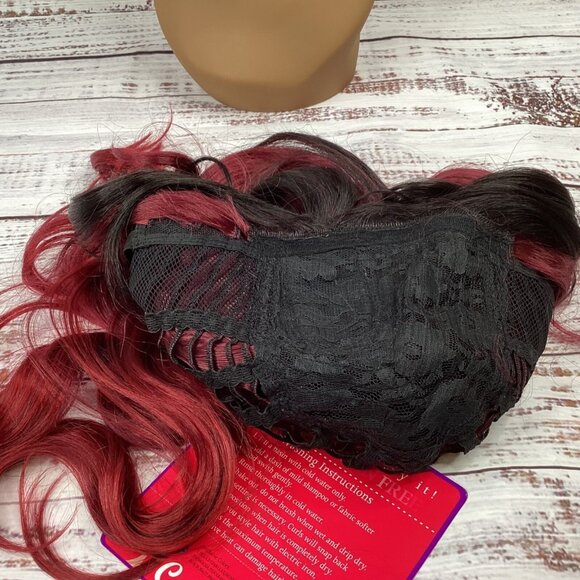 CT137 #TX/Redwine Womens Long Wavy Wig Classic Cap Adjustable Synthetic - Picture 6 of 7